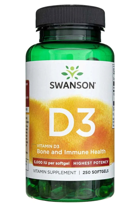 Swanson Vitamin D3 Bone and Immune Highest Potency 5,000 IU 250 Softge